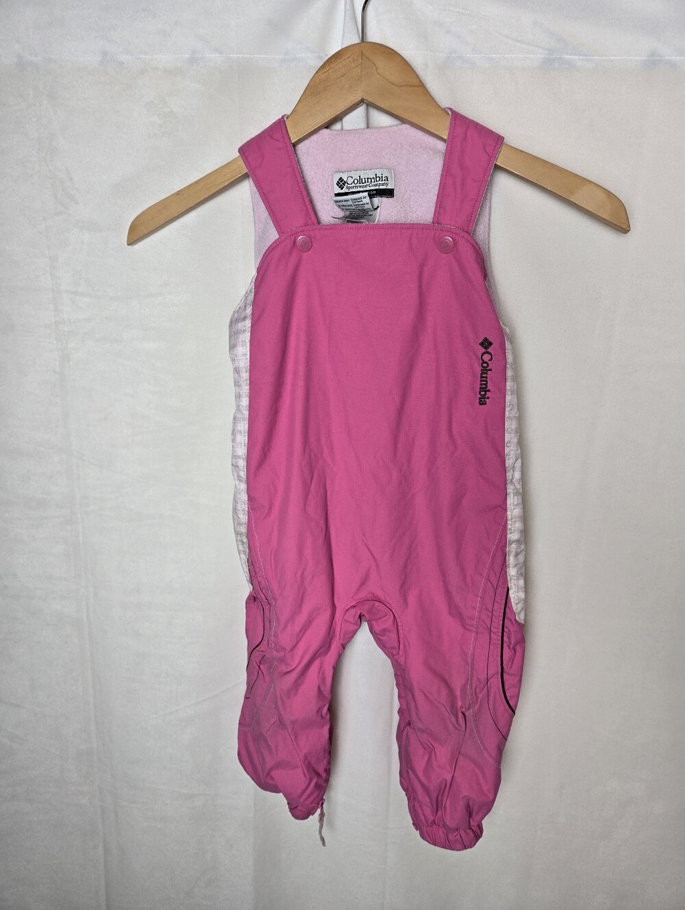 Columbia Pink Fleece-Lined Full Zip Bib Snowpants Girls 24M
